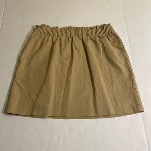 J Crew Khaki Beige Linen/Cotton Mini Skirt with Pockets Size 6